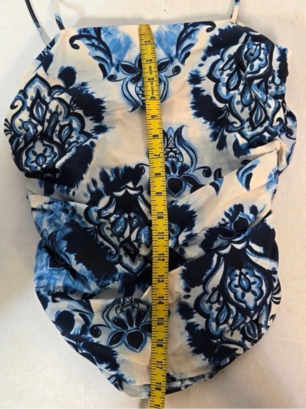 Zara NWT Blue White Printed Ruched Cami Top Size Medium - Picture 6 of 9